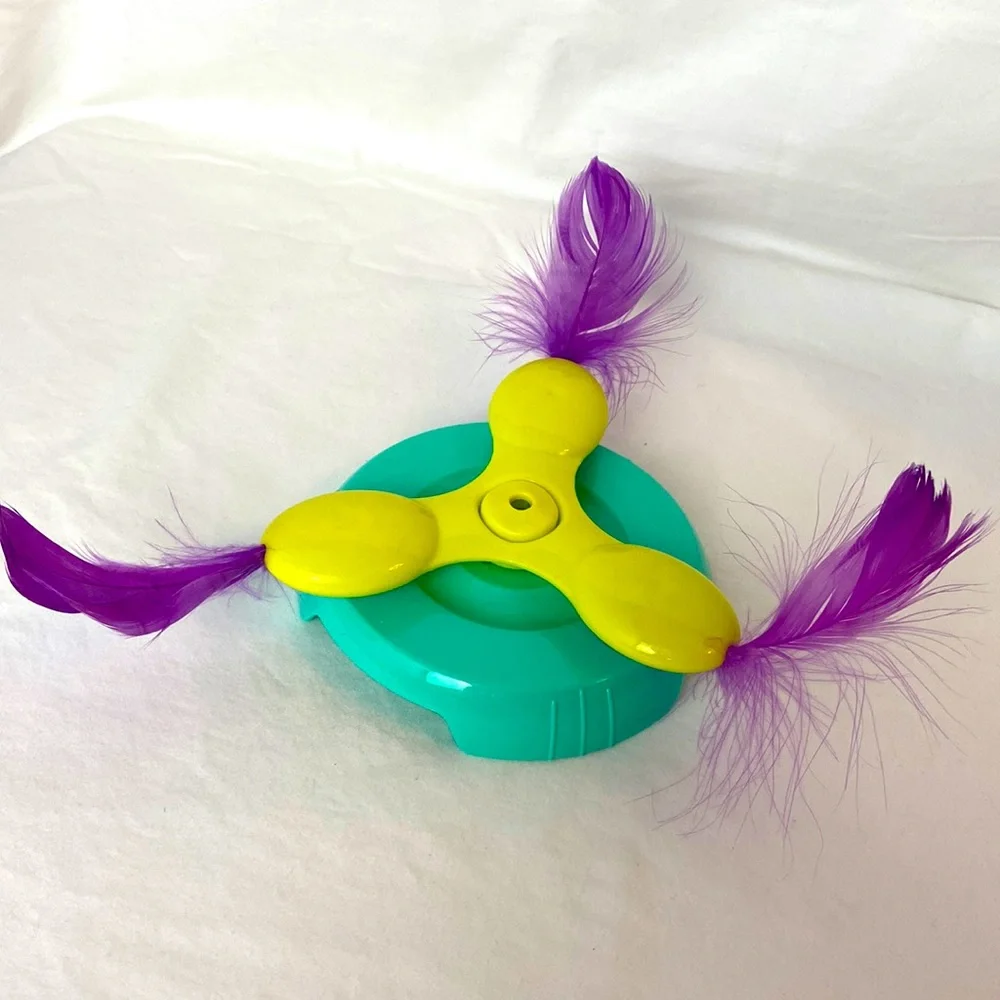 🎉HOST PICK 🐈Cat 🐈‍⬛ toy fidget spinner with feathered fun for your kitty cat